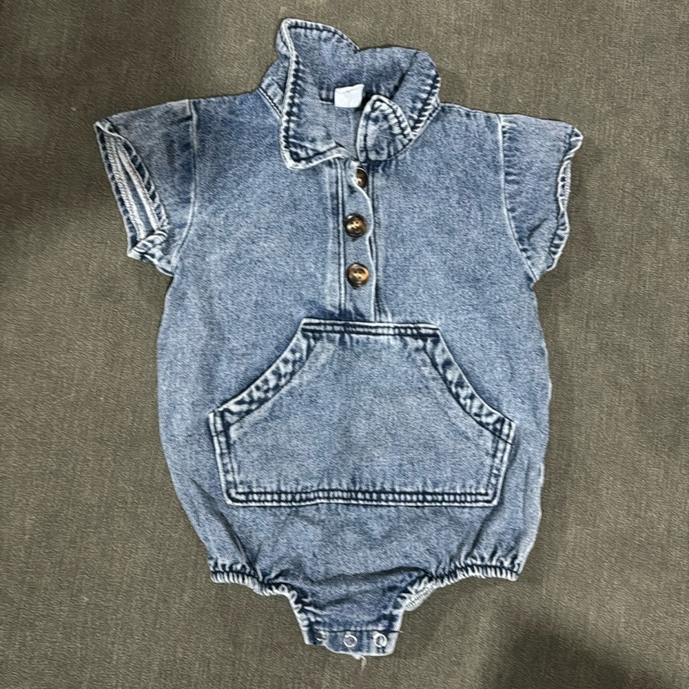 Denim Collared Bubble Front Pocket
